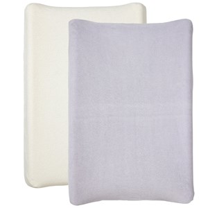 Housse pour matelas à langer écru &nbsp; lilas - lot de 2 - eponge 50x70 cm