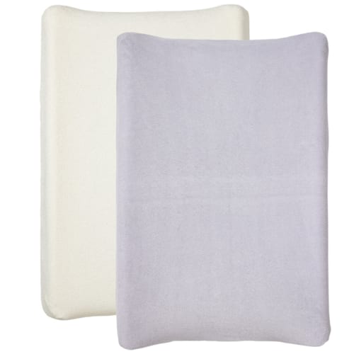 Babycalin - Housse pour matelas à langer écru lilas - lot de 2 - eponge 50x70 cm