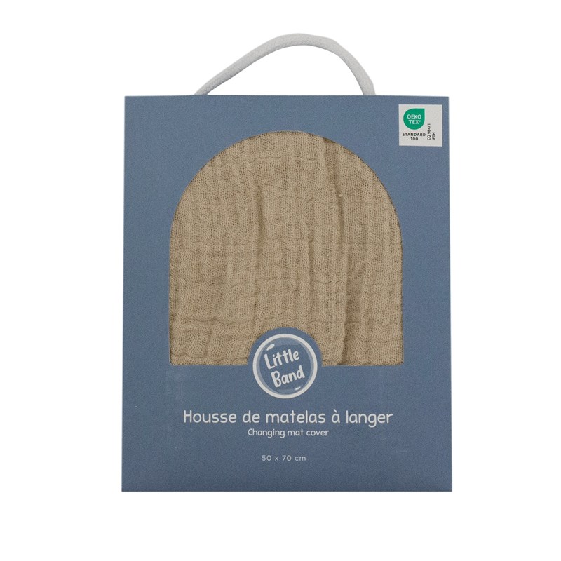 Housse pour matelas à langer moka en gaze de coton 50x70 cm