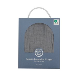 Housse pour matelas à langer gris en gaze de coton 50x70 cm
