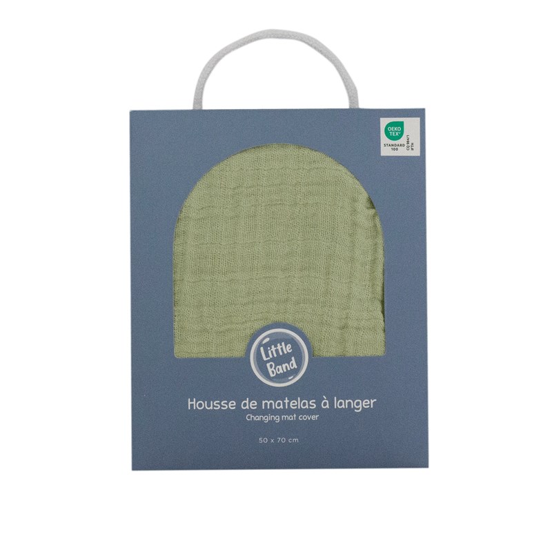 Housse pour matelas à langer tilleul en gaze de coton 50x70 cm