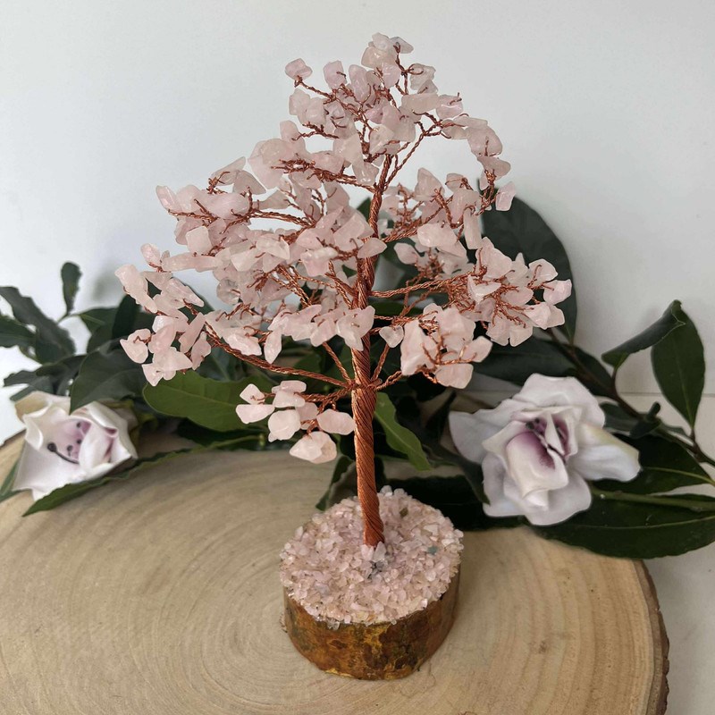 Arbre en quartz rose – amour et douceur énergétique