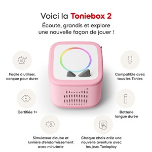 Mon premier coffret toniebox 2 - boite à histoires - rose fleur