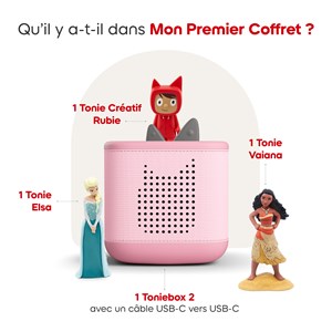 Pack toniebox 2 - boite à histoires - princesses elsa et vaiana - rose fleur