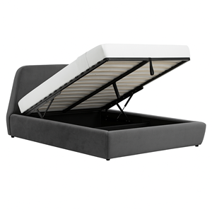 Norka lit coffre - 140x190 cm - velours gris