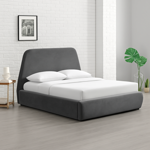 Norka lit coffre - 180x200 cm - velours gris