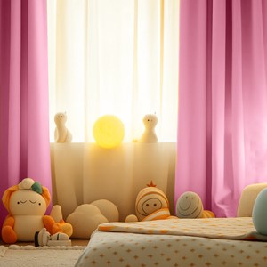 Rideaux en gaze de coton bio rose Rose