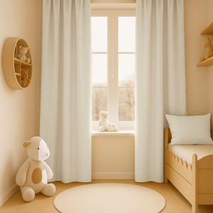 Rideaux en gaze de coton bio blanc Blanc