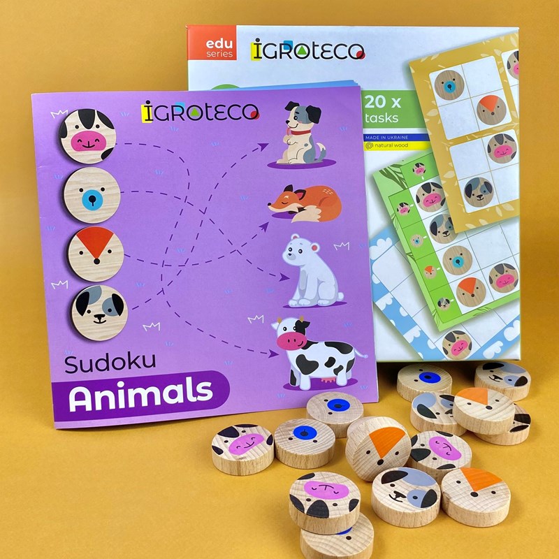 Sudoku animaux 16 pcs en bois