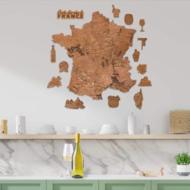 Carte des vins de france en bois 60*60cm
