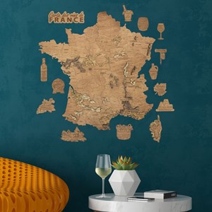 Carte des vins de france en bois 60*60cm