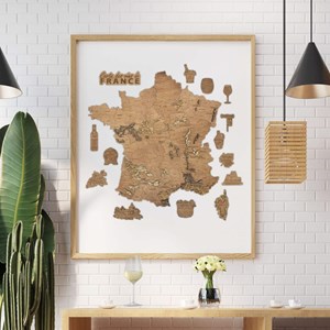 Carte des vins de france en bois 60*60cm