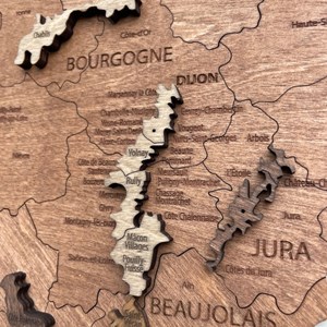 Carte des vins de france en bois 60*60cm