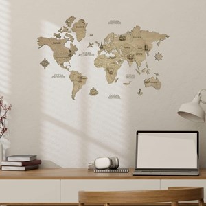 Carte du monde en bois 2d 60*40 cm