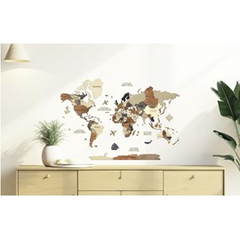 Carte du monde en bois 3d multicolor, s