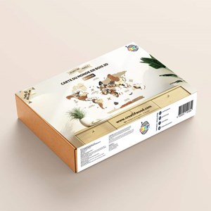Carte du monde en bois 3d multicolor, s