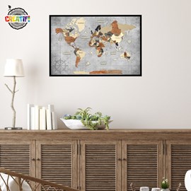 Tableau carte du monde 3d multicolor s