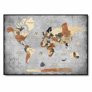Tableau carte du monde 3d multicolor s