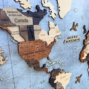 Tableau carte du monde 3d multicolor s