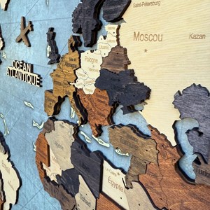 Tableau carte du monde 3d multicolor s