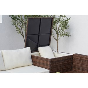 Silang salon de jardin en résine tressée 4 places avec coffre intégré marron et