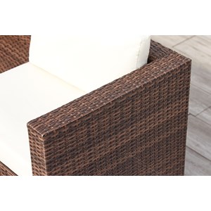 Silang salon de jardin en résine tressée 4 places avec coffre intégré marron et