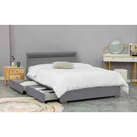 Enfield structure de lit en velours gris avec rangements et led 160x200 cm