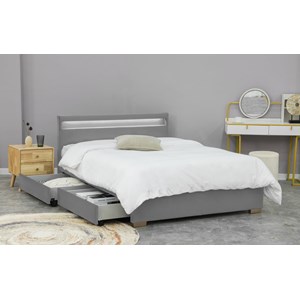 Enfield structure de lit en velours gris avec rangements et led intégrées 160x20