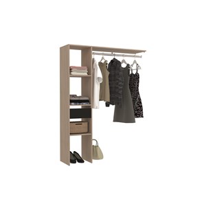 Elysee dressing bois avec 3 étagères, 1 tiroir et une penderie : 138 x 40 x 180