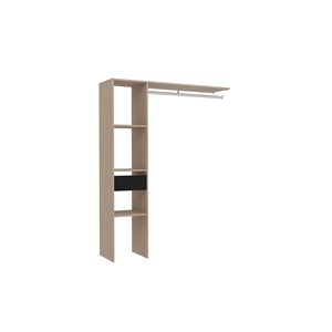 Elysee dressing bois avec 3 étagères, 1 tiroir et une penderie : 138 x 40 x 180