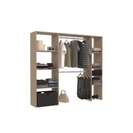 Elysee dressing bois avec 6 étagères, 1 tiroir et 2 penderies : 198 x 40 x 180 c