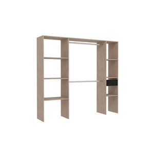 Elysee dressing bois avec 6 étagères, 1 tiroir et 2 penderies : 198 x 40 x 180 c