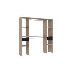 Elysee dressing bois avec 6 étagères, 2 tiroirs et 2 penderies : 180 x 40 x 180