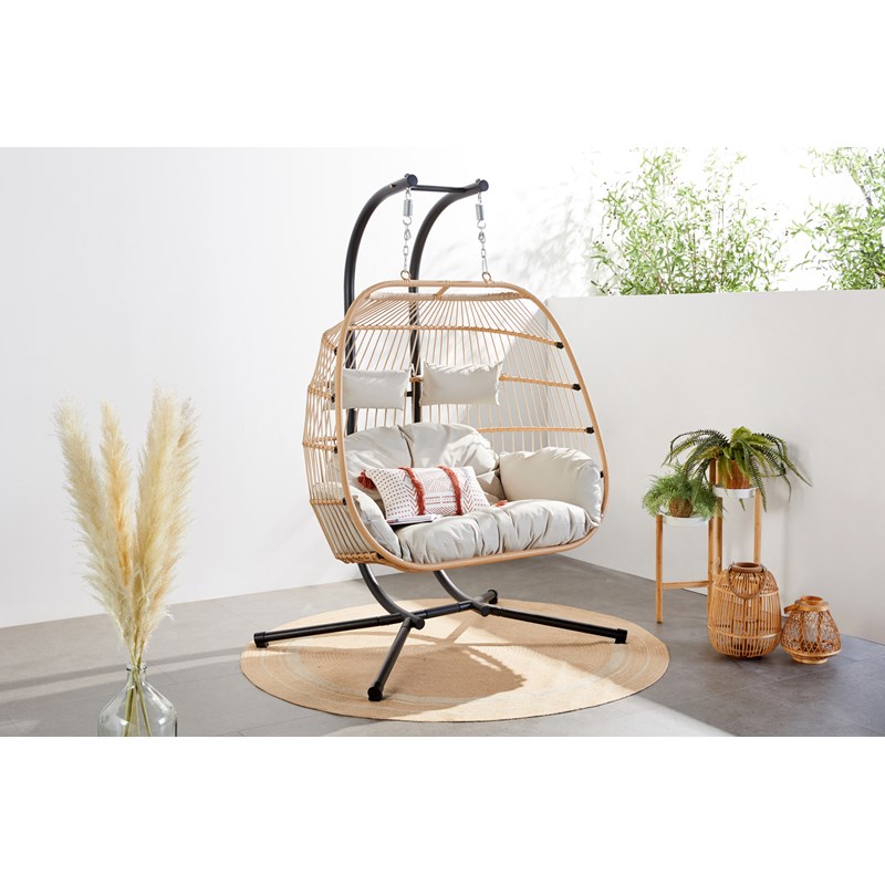 Faro fauteuil suspendu 2 places effet rotin