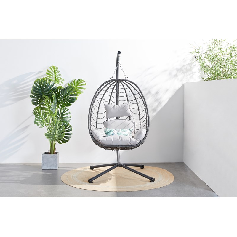 Lima fauteuil suspendu en résine effet rotin gris