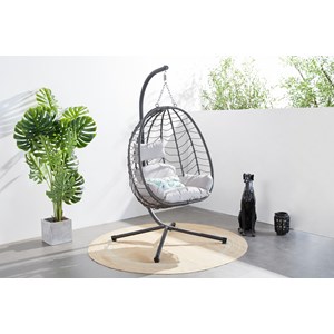 Lima fauteuil suspendu en résine effet rotin gris