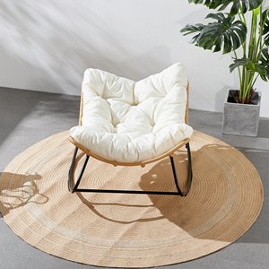 Canggu fauteuil à bascule en résine tressée coussin beige