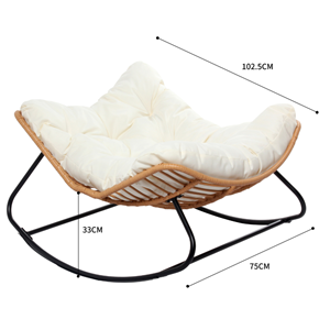 Canggu fauteuil à bascule en résine tressée coussin beige