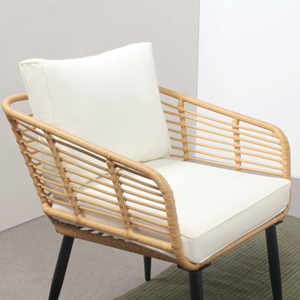 Sitia salon de jardin 4 places canapé et chaises effet rotin avec coussins confo