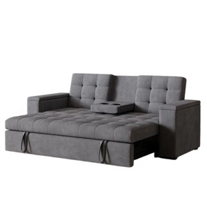 Noho canapé 3 places convertible gris velours côtelé