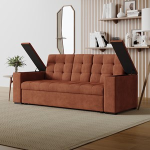 Noho canapé 3 places convertibles terracotta velours côtelé