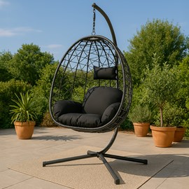 Cuzco fauteuil suspendu effet rotin noir