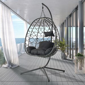 Cuzco fauteuil suspendu effet rotin noir