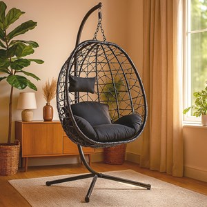 Cuzco fauteuil suspendu effet rotin noir