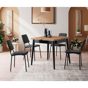 Pallini table à manger extensible 4 personnes style industriel bois et noir 80 c