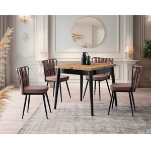 Pallini table à manger extensible 4 personnes style industriel bois et noir 80 c