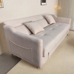 Adare canapé convertible avec coffre en velours cotelé beige 3 places