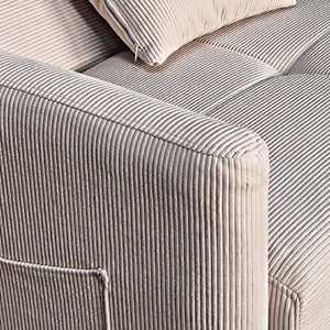 Adare canapé convertible avec coffre en velours cotelé beige 3 places