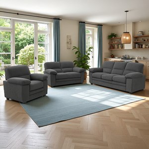 Lincoln ensemble canapé 3 places + 2 places + fauteuil en velours côtelé gris fo