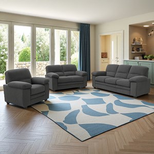 Lincoln ensemble canapé 3 places + 2 places + fauteuil en velours côtelé gris fo